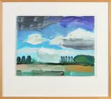 Marjolijn van den Assem, Expressionistisch landschap, Olieverf op papier