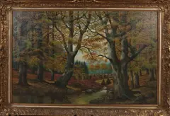 M. Albers, Bosgezicht met beek, 1932, Olieverf op linnen