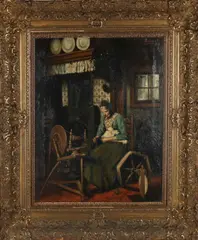 Mensink, Handwerkende vrouw, Olieverf op linnen