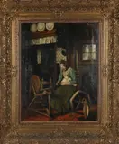 Mensink, Handwerkende vrouw, Olieverf op linnen