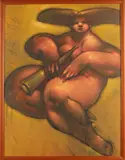 Voluptueuze dame by Onduid. gesig., Olieverf op linnen, sold Apr 2022