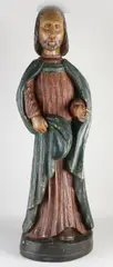 H 88 cm. by Groot 18e eeuws gepolychromeerde Heilig figuur, sold Apr 2022