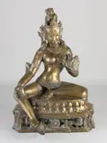 H 43 cm. by Grote Indiase bronzen boeddha op lotusbloem, sold Apr 2022