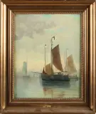 Jacoba Willem Gruyter, Zandvoortse vissersboten, Olieverf op linnen