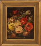 Gesigneerd Reekers, Bloemstilleven met insecten
