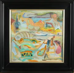 Wim Izaks, Expressionistisch landschap, Olieverf op paneel