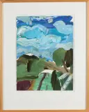 Marjolijn van den Assem, Expressionistisch landschap, Olieverf op papier
