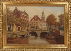 Victor Carabain, Grachtgezicht Alkmaar, Olieverf op linnen