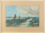 Willem van der Nat, Poldergezicht, Aquarel op papier