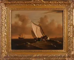 Ch. Manshande, Schepen op volle zee, Olieverf op linnen