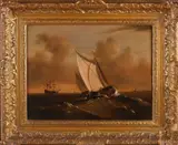 Ch. Manshande, Schepen op volle zee, Olieverf op linnen