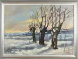 Henri Hess, Wintergezicht met knotwilgen, Olieverf op linnen