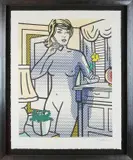 Roy Lichtenstein, Naakte dame aan het bellen, Lithografie op papier