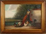 Josephus Joannes Hubertus Mertens, Hoenderhof, Olieverf op linnen