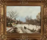 Enschede Theo Bijkerk, Winters landschap, Olieverf op paneel