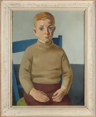 Theo Bitter, '48, Jongen op stoel, Olieverf op linnen