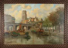 A.J. van Eck, Spoorwegbrug Rotterdam, Olieverf op linnen