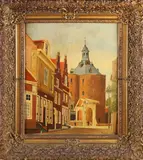 F.F. Vingerhoed, Stadsgezicht Enkhuizen, Olieverf op paneel