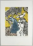 Guillaume Corneille, Vrouwen met paard en duif, Lithografie op papier