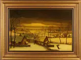 A. Mortier, Wintergezicht, Olieverf op paneel