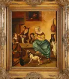 D. Holtman, Interieur met figuren, Olieverf op linnen
