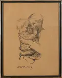 Moeder met kind by Käthe Kollwitz, Lithografie op papier, sold Jan 2022