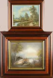 2x Onduidelijk. +, 2x Landschap, Olieverf op linnen