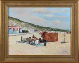 Monogram E.H., Strandgezicht, Olieverf op paneel