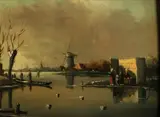 Hollands landschap by Onduid. gesig., Olieverf op paneel, sold Jan 2022