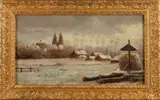 E. van Os, Wintergezicht Laren, Olieverf op paneel