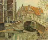L. Doorewaard, Stadsgracht, Olieverf op linnen