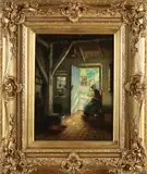 Jacques Cornelis Snoeck, Handwerkende boerin, Olieverf op paneel