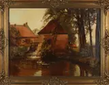 Frans Baaijens, Twentse watermolen, Olieverf op linnen