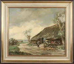 H.C. Kranenburg, Drentse boerderij, Olieverf op linnen
