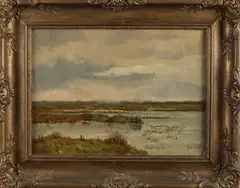 Monogram H.J.G., Veen landschap, Olieverf op linnen