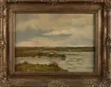 Monogram H.J.G., Veen landschap, Olieverf op linnen