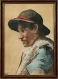 Bertha Valkenburg, Schaapsherder, Aquarel op papier