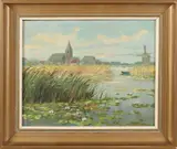 H. Hubregtsen, Landschap met waterlelies, Olieverf op linnen