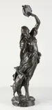 Antiek Frans bronzen figuur, Vrouw met bok