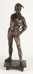 Groot antiek Frans bronzen figuur, Pierrot