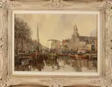 H.C.A. Paradies, Rotterdams havengezicht, Olieverf op paneel