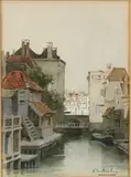 J.C. Klinkenberg, Gracht Amsterdam, Aquarel op papier