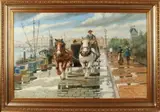 Wim Heinecke, Rotterdamse kade met Maasbrug, Olieverf op linnen