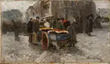 Adriaan la Rivière, Rotterdams markt, Olieverf op linnen