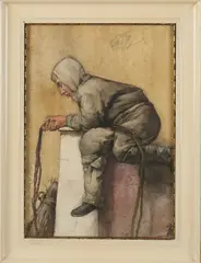 Bertha Valkenburg, Schoorsteenveger, Aquarel op papier