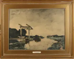 Riviergezicht met ophaalbrug by J.H. Weissenbruch, Lithografie op papier, sold Oct 2021