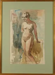 C. Kloos, Vrouwelijk naakt, Aquarel op papier
