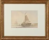 G.M. Munthe, Bomschuit op strand, Aquarel op papier