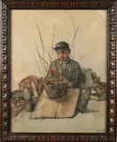 Bertha Valkenburg, Jonge mandenmaker, Aquarel op papier