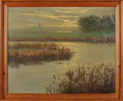 Frans Mars, Poldergezicht met molen, Olieverf op linnen